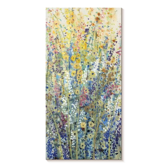 Elephant Stock Wildflower Panel Ii Wall Art - Vertical Canvas Wall Art - Living Room Wall Decor - Abstract Canvas - Yellow And Green Decor By Tim O'toole - 12" x 24"