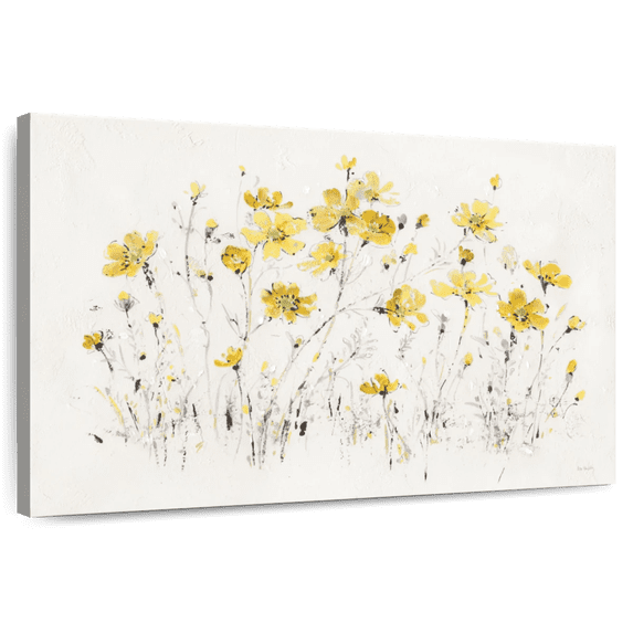 Elephant Stock Wildflowers Bright Yellow Wall Art - Horizontal Canvas Wall Art - Living Room Wall Decor - Floral And Botanical Canvas - Orange And Yellow Decor By Lisa Audit - 45" x 30"