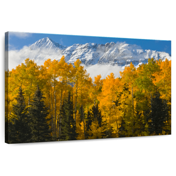 Elephant Stock Wilson Peak Autumn View Wall Art - Horizontal Canvas Wall Art - Living Room Wall Decor - Floral And Botanical Canvas - Blue And Green Decor - 24" x 16"