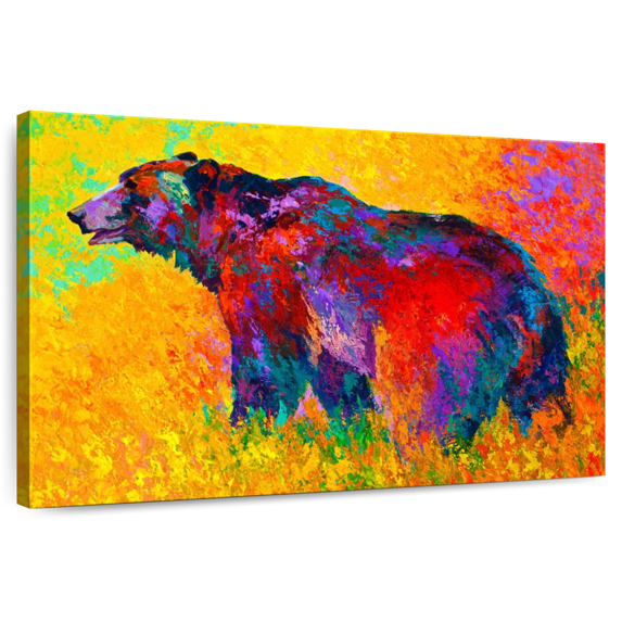 Elephant Stock Into The Wind Grizz Wall Art - Horizontal Canvas Wall Art - Living Room Wall Decor - Animal Canvas - Orange And Red Decor By Marion Rose - 30" x 20"