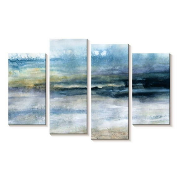 Elephant Stock Wind And Water Ii Wall Art - Horizontal Multi Panel Canvas - Living Room Wall Decor - Abstract Multi Panel - Gray And Beige Decor By Carol Robinson - 24" x 14"