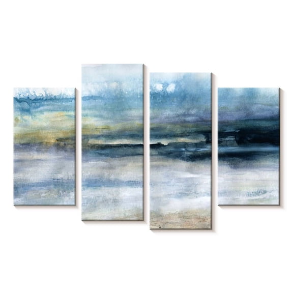 Elephant Stock Wind And Water Ii Wall Art - Horizontal Multi Panel Canvas - Living Room Wall Decor - Abstract Multi Panel - Gray And Beige Decor By Carol Robinson - 24" x 14"