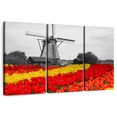 thumbnail image 1 of Elephant Stock Windmill Tulip Pop Wall Art - Horizontal Multi Panel Canvas - Hallway Wall Decor - Nature Multi Panel - Red And Black Decor - 65" x 42", 1 of 8