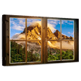thumbnail image 1 of Elephant Stock Window To Golden Mountain Wall Art - Horizontal Canvas Wall Art - Living Room Wall Decor - Nature Canvas - Brown And Blue Decor - 45" x 30", 1 of 8
