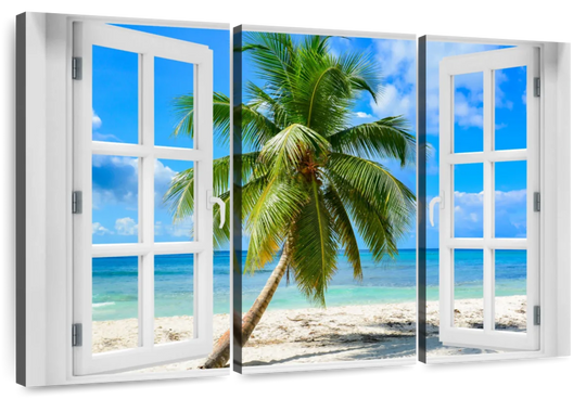 Elephant Stock Window To Holiday Beach Wall Art - Horizontal Multi ...