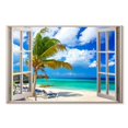 thumbnail image 1 of Elephant Stock Window Scene Wall Art - Horizontal Canvas Wall Art - Living Room Wall Decor - Beach Canvas - Blue And Green Decor - 48" x 32", 1 of 4