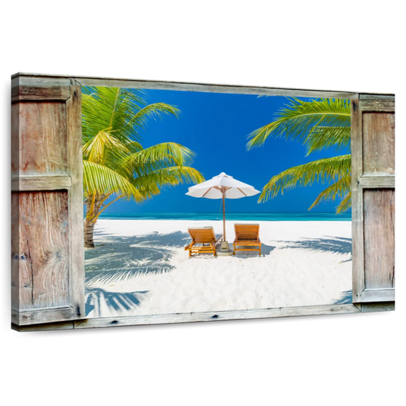 Elephant Stock Window To Maldives Shore Wall Art - Beach Canvas Canvas - 39" x 26"