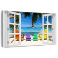 thumbnail image 1 of Elephant Stock Window To Vibrant Beach Wall Art - Horizontal Canvas Wall Art - Living Room Wall Decor - Beach Canvas - Blue And Orange Decor - 12" x 8", 1 of 8