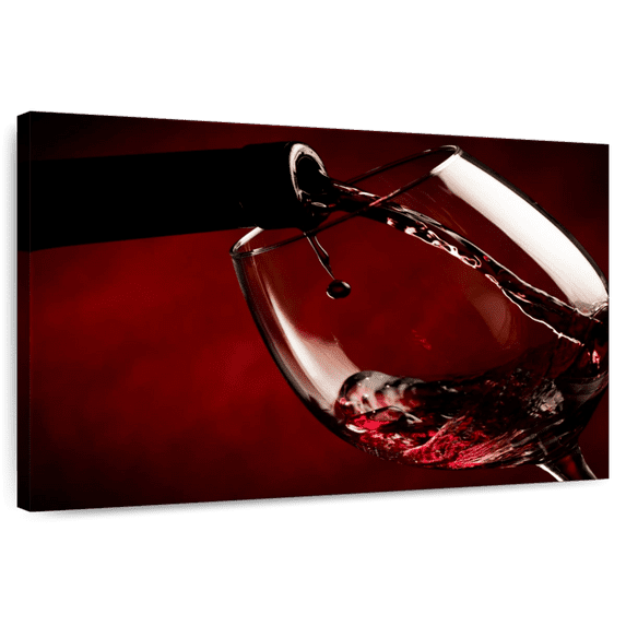 Elephant Stock Wine Glass Wall Art - Horizontal Canvas Wall Art - Living Room Wall Decor - Food And Drink Canvas - Red And Black Decor - 36" x 24"