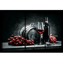 Elephant Stock Wine And Grapes Red Pop Wall Art - Horizontal Multi Panel Canvas - 3 Pieceliving Room Wall Decor - Photography Food And Drink Multi Panel - Red And Black Decor - 23" x 14"