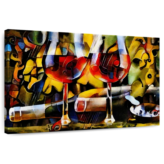 Elephant Stock Wine Wall Art - Horizontal Canvas Wall Art - Living Room Wall Decor - Food And Drink Canvas - Red And Black Decor - 12" x 8"