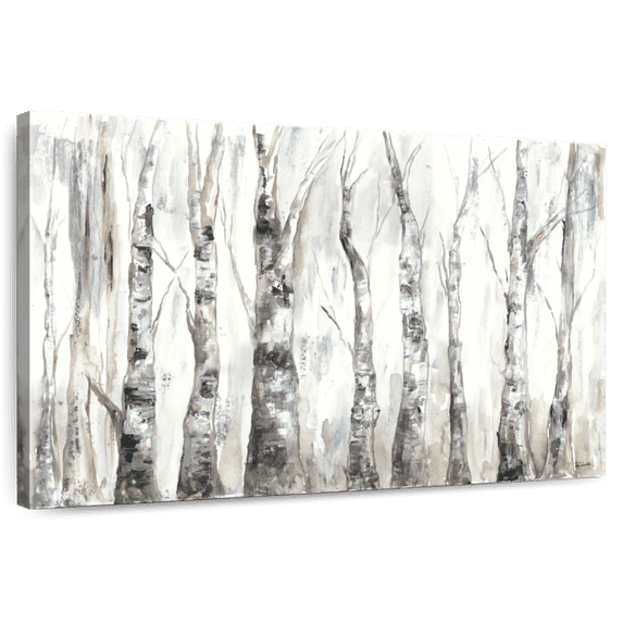 Elephant Stock Winter Aspen Trunks Neutral Wall Art - Horizontal Canvas Wall Art - Living Room Wall Decor - Nature Canvas - Brown And Beige Decor By Tre Sorelle Studios - 45" x 30"