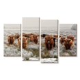 thumbnail image 1 of Elephant Stock Winter Highland Cows Wall Art - Horizontal Multi Panel Canvas - Living Room Wall Decor - Animal Multi Panel - Brown And Orange Decor - 75" x 48", 1 of 4