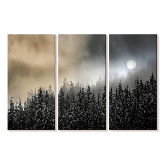Elephant Stock Winter Sun Haze Wall Art - Horizontal Multi Panel Canvas - Living Room Wall Decor - Nature Multi Panel - Gray And Blue Decor By Ursula Abresch - 74" x 48"