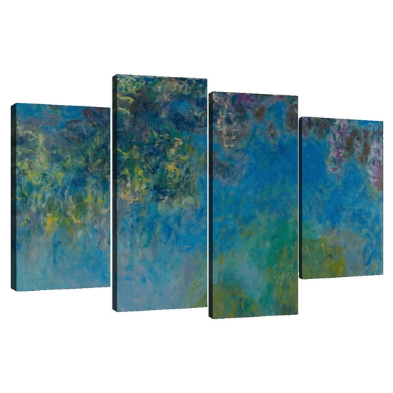 Elephant Stock Wisteria 1925 Wall Art - Horizontal Multi Panel Canvas - Living Room Wall Decor - Abstract Multi Panel - Blue And Green Decor By Claude Monet - 75" x 48"
