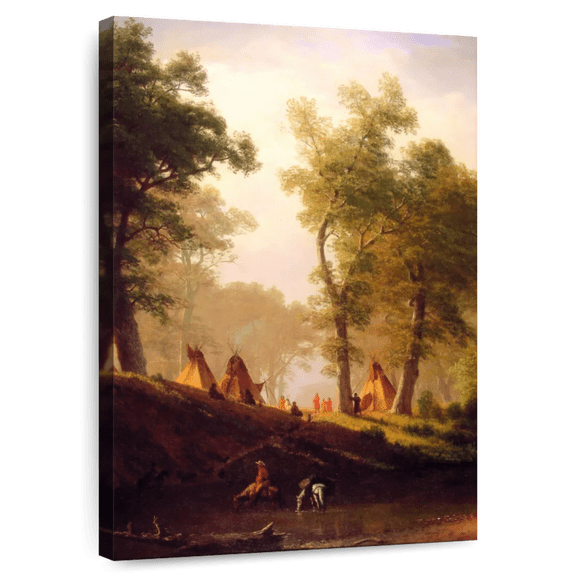 Elephant Stock The Wolf River Wall Art - Vertical Canvas Wall Art - Living Room Wall Decor - Our America Canvas - Brown And Orange Decor By Albert Bierstadt - 34" x 51"