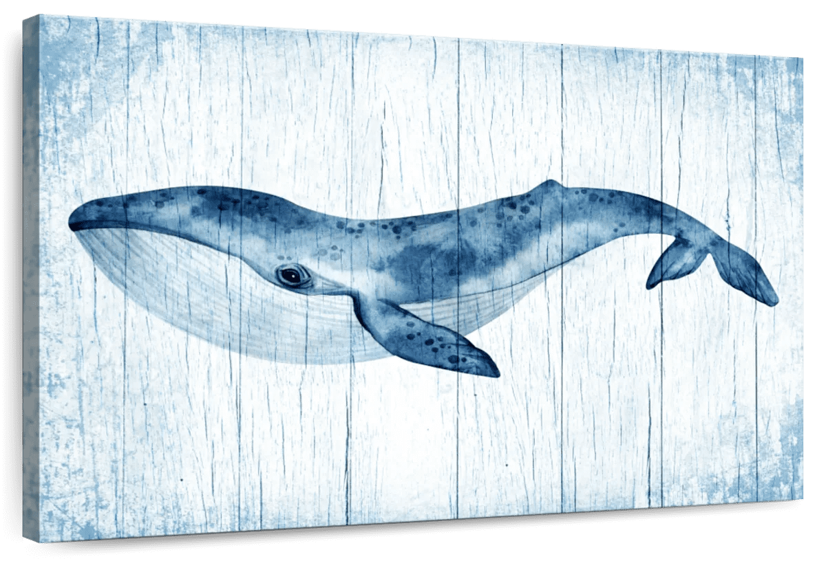 Elephant Stock Wooden Blue Whale Wall Art Horizontal Canvas Wall Art
