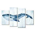 thumbnail image 1 of Elephant Stock Wooden Blue Whale Wall Art - Horizontal Multi Panel Canvas - Living Room Wall Decor - Animal Multi Panel - Blue And White Decor - 30" x 18", 1 of 4