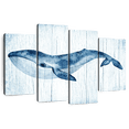 thumbnail image 1 of Elephant Stock Wooden Blue Whale Wall Art - Horizontal Multi Panel Canvas - Living Room Wall Decor - Animal Multi Panel - Blue And White Decor - 52" x 32", 1 of 8