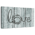 thumbnail image 1 of Elephant Stock Wooden Love Typography Wall Art - Horizontal Multi Panel Canvas - Living Room Wall Decor - Inspirational And Typography Multi Panel - Blue And Gray Decor - 65" x 42", 1 of 8