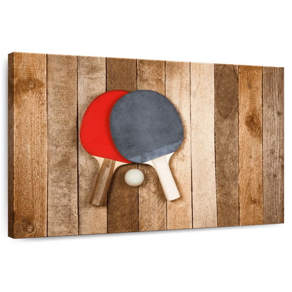 Elephant Stock Wooden Ping Pong Wall Art - Horizontal Canvas Wall Art - Living Room Wall Decor - Sports Canvas - Brown And Red Decor - 30" x 20"