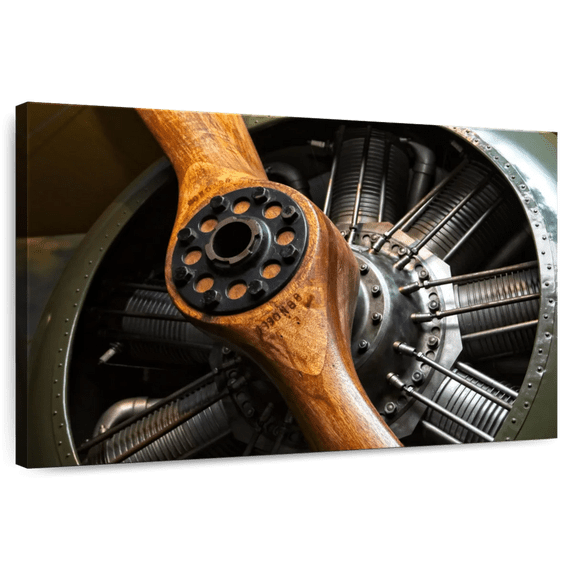 Elephant Stock Wooden Propeller Wall Art - Horizontal Canvas Wall Art - Hallway Wall Decor - Transportation Canvas - Black And Brown Decor - 39" x 26"