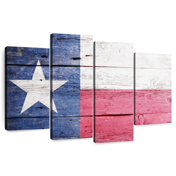 Elephant Stock Wooden Texas Flag Wall Art - Flags Multi Panel Canvas - 75" x 48"