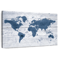 thumbnail image 1 of Elephant Stock Wooden World Map Ii Wall Art - Horizontal Canvas Wall Art - Living Room Wall Decor - Map Canvas - Blue And White Decor - 36" x 24", 1 of 8
