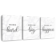 thumbnail image 1 of Elephant Stock Work Hard And Make It Happen Typography Wall Art - Horizontal Multi Panel Canvas - Living Room Wall Decor - Inspirational And Typography Multi Panel - White And Gray Decor - 26" x 12", 1 of 8