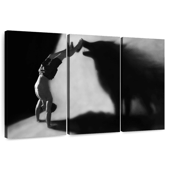 Elephant Stock Workout Wall Art - Horizontal Multi Panel Canvas - Living Room Wall Decor - Sports Multi Panel - Black And Gray Decor - 74" x 48"