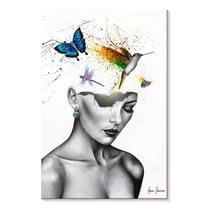 Elephant Stock World In Her Mind Wall Art - Vertical Canvas Wall Art - Living Room Wall Decor - People Canvas - Gray And White Decor By Ashvin Harrison - 8" x 12"