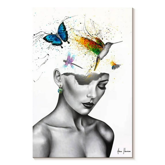 Elephant Stock World In Her Mind Wall Art - Vertical Canvas Wall Art - Living Room Wall Decor - People Canvas - Gray And White Decor By Ashvin Harrison - 8" x 12"