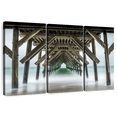 thumbnail image 1 of Elephant Stock Wrightsville Crystal Pier Wall Art - Horizontal Multi Panel Canvas - Hallway Wall Decor - Nautical Multi Panel - Gray And Blue Decor - 45" x 28", 1 of 8
