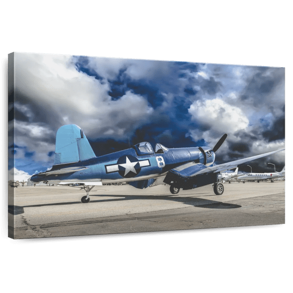 Elephant Stock Ww2 Airplane Wall Art - Horizontal Canvas Wall Art - Living Room Wall Decor - Transportation Canvas - Gray And White Decor - 39" x 26"