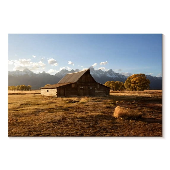 Elephant Stock Wyoming Moulton Barn Wall Art - Horizontal Canvas Wall Art - Living Room Wall Decor - Places Canvas - Brown And Blue Decor - 45" x 30"