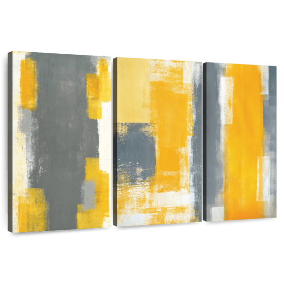 Elephant Stock Yellow Abstract Wall Art - Abstract Multi Panel Canvas - 33" x 20"