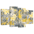 thumbnail image 1 of Elephant Stock Yellow Toned Hibiscus Wall Art - Horizontal Multi Panel Canvas - Living Room Wall Decor - Floral And Botanical Multi Panel - Gray And Yellow Decor - 36" x 22", 1 of 8