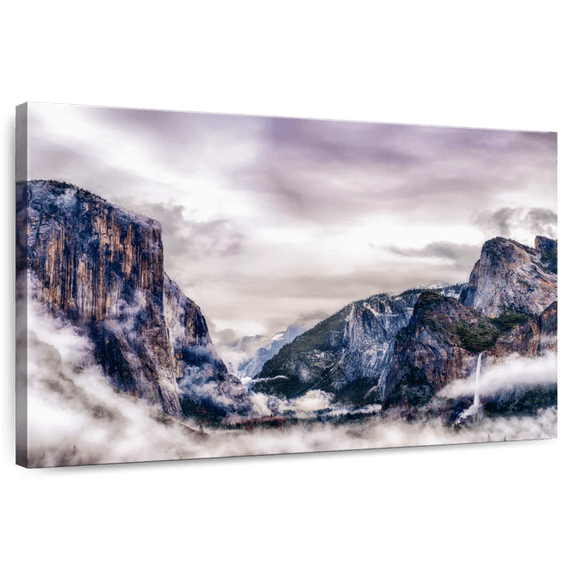 Elephant Stock Yosemite National Park Canyons Wall Art - Horizontal Canvas Wall Art - Living Room Wall Decor - Nature Canvas - White And Gray Decor - 48" x 32"