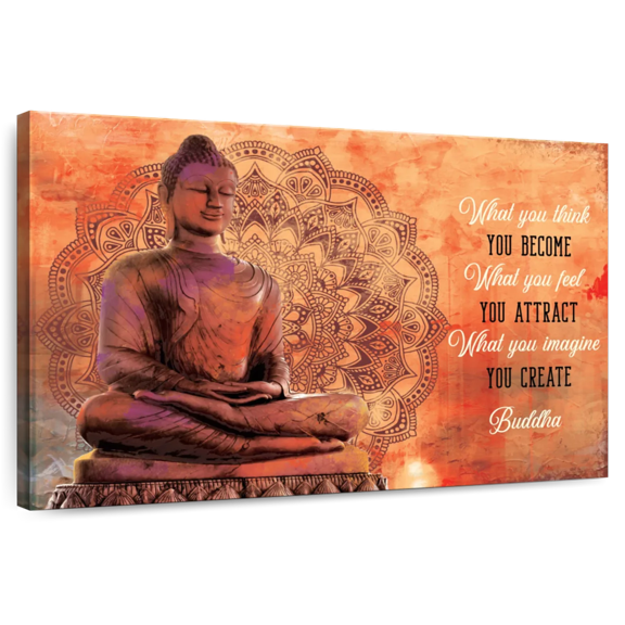 Elephant Stock You Attract Quote Wall Art - Horizontal Canvas Wall Art - Living Room Wall Decor - Wellness Canvas - Orange And Brown Decor - 12" x 8"