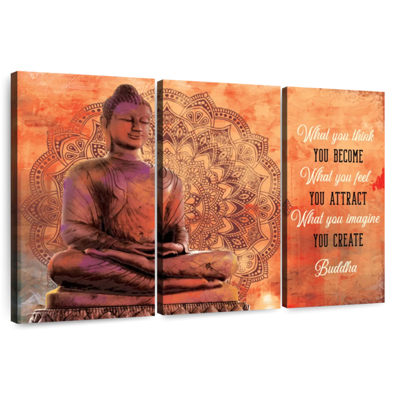Elephant Stock You Attract Quote Wall Art - Horizontal Multi Panel Canvas - Living Room Wall Decor - Wellness Multi Panel - Orange And Brown Decor - 65" x 42"