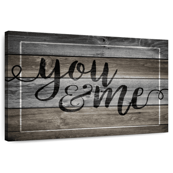 Elephant Stock You And Me Typography Wall Sign Wall Art - Horizontal Canvas Wall Art - Living Room Wall Decor - Wall Signs Canvas - Brown And Gray Decor - 12" x 8"