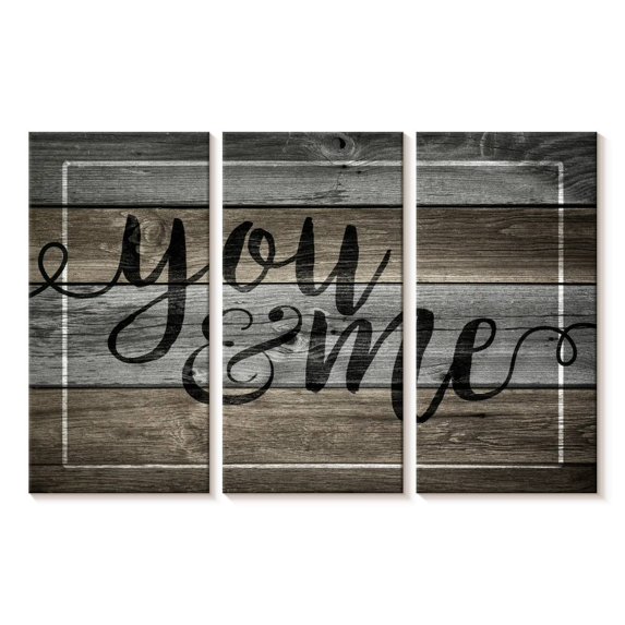 Elephant Stock You And Me Typography Wall Sign Wall Art - Horizontal Multi Panel Canvas - Living Room Wall Decor - Wall Signs Multi Panel - Brown And Gray Decor - 23" x 14"