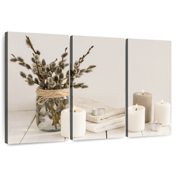 Elephant Stock Zen Bathroom Wall Art - Horizontal Multi Panel Canvas - Living Room Wall Decor - Wellness Multi Panel - White And Gray Decor - 45" x 28"