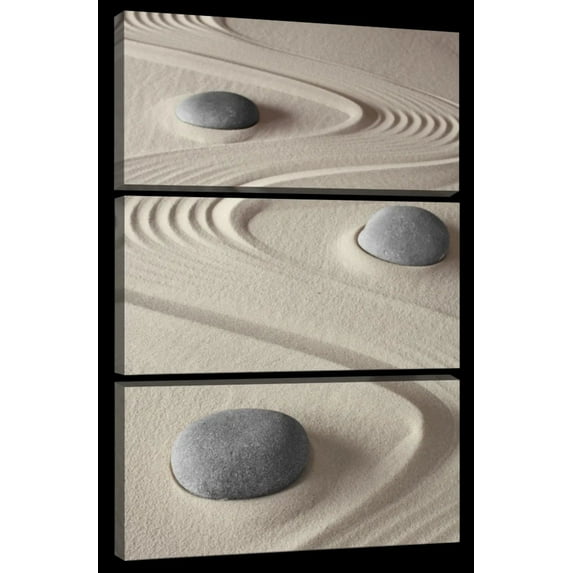 Elephant Stock Zen Garden Balance Wall Art - Vertical Multi Panel Canvas - 3 Pieceliving Room Wall Decor - Photography Wellness Multi Panel - Gray And Decor - 14" x 23"
