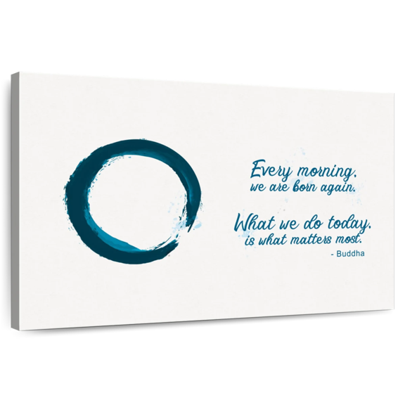 Elephant Stock Zen Quotes I Wall Art - Horizontal Canvas Wall Art - Living Room Wall Decor - Inspirational And Typography Canvas - White And Teal Decor - 12" x 8"