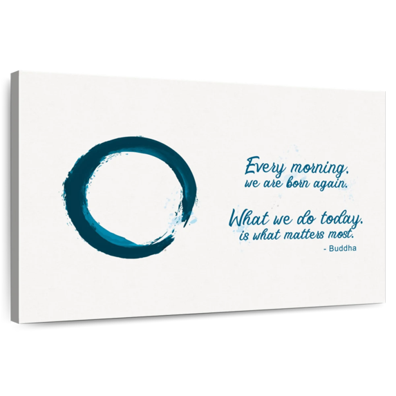 Elephant Stock Zen Quotes I Wall Art - Horizontal Canvas Wall Art - Living Room Wall Decor - Inspirational And Typography Canvas - White And Teal Decor - 36" x 24"