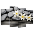 thumbnail image 1 of Elephant Stock Zen Stones And Flowers Wall Art - Horizontal Multi Panel Canvas - Hallway Wall Decor - Wellness Multi Panel - Black And Gray Decor - 43" x 27", 1 of 8