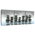 thumbnail image 1 of Elephant Stock Zen Stones Wall Art - Horizontal Multi Panel Canvas - 3 Pieceliving Room Wall Decor - Photography Wellness Multi Panel - Gray And Black Decor - 26" x 12", 1 of 8