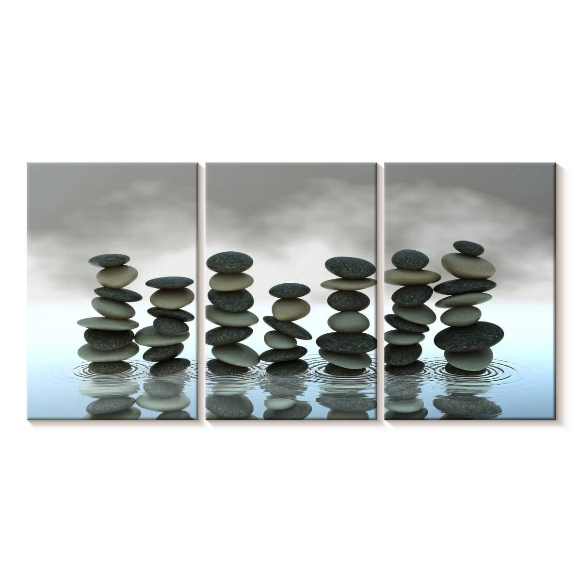 Elephant Stock Zen Stones Wall Art - Horizontal Multi Panel Canvas - 3 ...