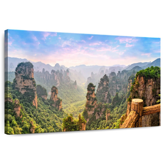 Elephant Stock Zhangjiajie Forest Park Mountainscape Wall Art - Horizontal Canvas Wall Art - Living Room Wall Decor - Nature Canvas - Beige And Gray Decor - 51" x 34"